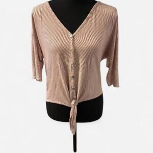 Envelope vintage burgundy and cream tie front top Size Medium